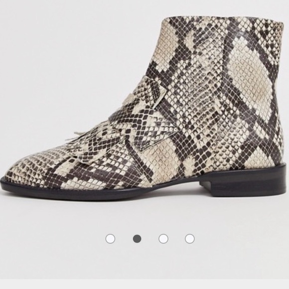ASOS design flat leather snakeskin bootie cream - Picture 2 of 9
